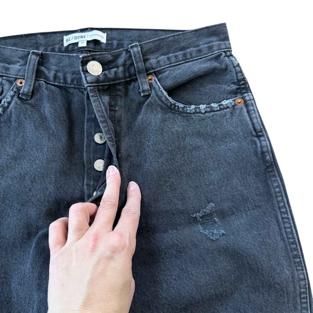 Re/Done High Rise Loose Jeans Ripped Black - Picture 6 of 11